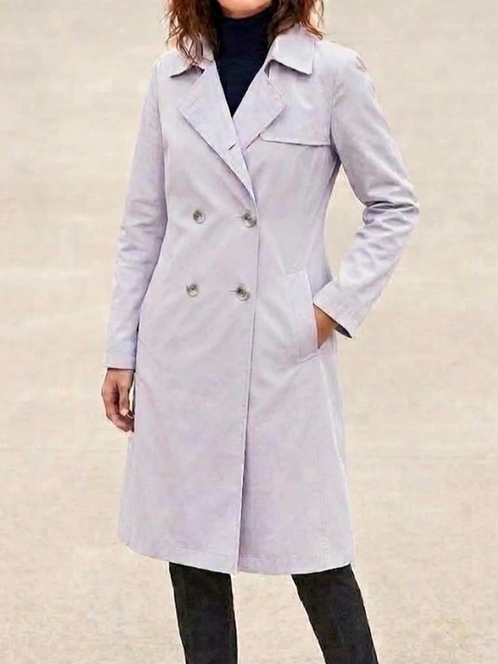 Gallery Double-Breasted Trench Coat in Blue Size Small